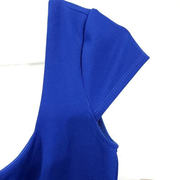 B. Darlin Royal Blue V-Neck Layered Party Dress Mini Size 7/8 Medium Stretch - Picture 4 of 7